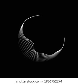 Lines in Semi Circle Form .  Vector Illustration .Technology round. Moon Logo . Design element . Abstract Geometric shape .