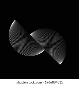 Lines in Semi Circle Form .  Vector Illustration .Technology round. Moon Logo . Design element . Abstract Geometric shape .