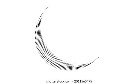 Lines in Semi Circle Form .  Vector Illustration .Technology round. Moon Logo . Design element . Abstract Geometric shape .