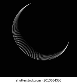 Lines in Semi Circle Form .  Vector Illustration .Technology round. Moon Logo . Design element . Abstract Geometric shape .