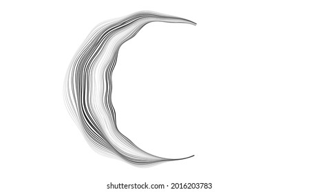 Lines in Semi Circle Form .  Vector Illustration .Technology round. Moon Logo . Design element . Abstract Geometric shape .