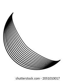 Lines in Semi Circle Form .  Vector Illustration .Technology round. Moon Logo . Design element . Abstract Geometric shape .