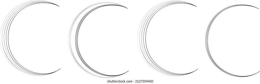 Lines In Semi Circle Form .  Vector Illustration .Technology Round. Moon Logo . Design Element . Abstract Geometric Shape . Letter C .