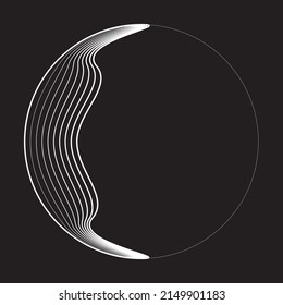 Lines in Semi Circle Form .  Vector Illustration .Technology round. Moon Logo . Design element . Abstract Geometric shape .