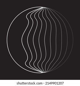 Lines in Semi Circle Form .  Vector Illustration .Technology round. Moon Logo . Design element . Abstract Geometric shape .