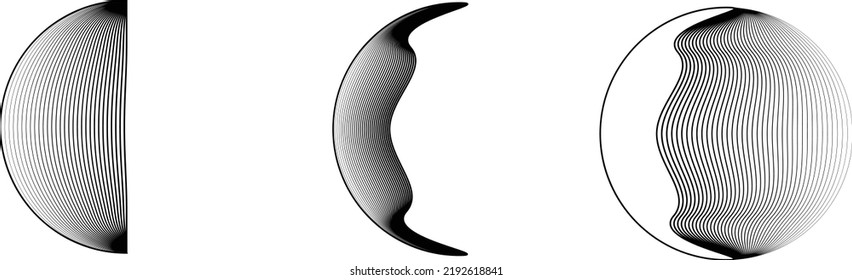 Lines in Semi Circle Form .  Vector Illustration .Technology round. Moon Logo . Design element . Abstract Geometric shape . letter c .