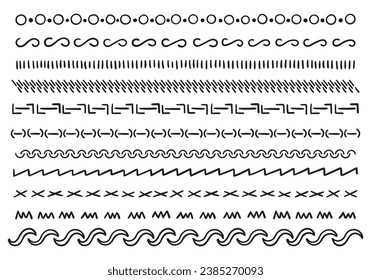 Lines set in different styles. Circles, random lines, waves, arabesques, ornaments etc.