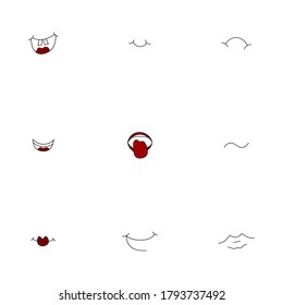  Lines set mouth. Vector illustration. Each object is isolated