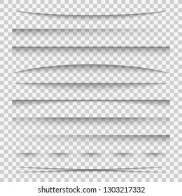 Lines shadow. Paper divider tabs web lines break frame realistic transparent shadows template side bar edge box pack, vector set