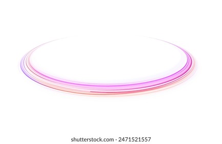 Lines in the shape of a comet against a dark background. Illustration of high speed concept. Curved light trail stretched upward. Vector Illustration.	