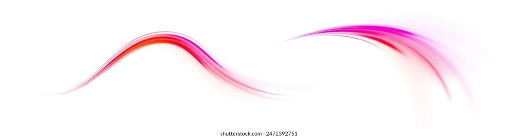 Lines in the shape of a comet against a dark background. Illustration of high speed concept. Acceleration speed motion on night road.