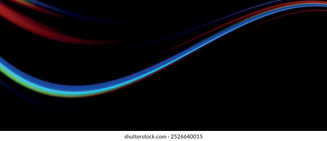 Lines in the shape of a comet against a dark background. vector Illustration 