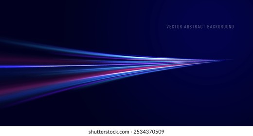 Lines in the shape of a comet against a dark background. Illustration of high speed concept. Motion light effect for banners. Fast speed car. Curved light trail stretched upward.
