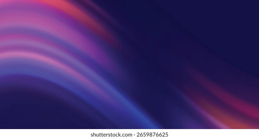 Líneas en forma de cometa sobre un fondo oscuro. Ilustración del concepto de alta velocidad. Efecto de luz de movimiento para Anuncios. Sendero ligero curvo estirado hacia arriba. Coche de alta velocidad. 