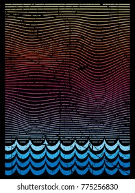 The lines are shaped like sky and sea background