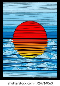 The lines are shaped like sun and sea