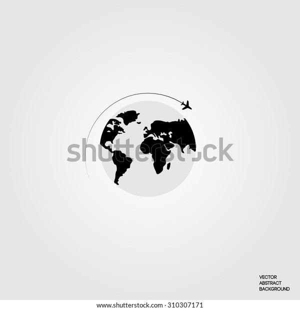 線 シルエット機 ラウンドアバウト交差点世界中を飛ぶ 地球 地図 飛行機と地球 ベクターイラスト のベクター画像素材 ロイヤリティフリー 310307171
