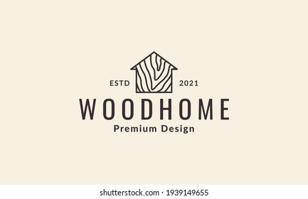 lines simple home with wood pattern logo vector symbol icon design illustration