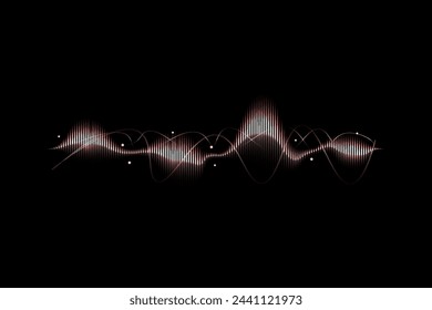  lines smooth flowing dynamic gold gradient light isolated on black background. digital, communication, science, music.