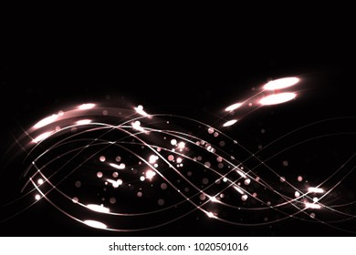Lines with sparkling lights on black background vector