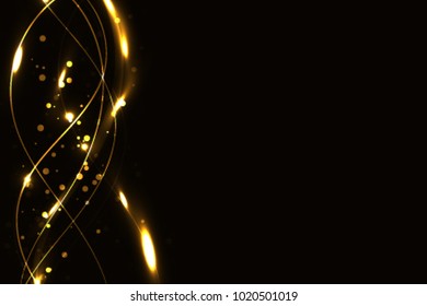 Lines with sparkling lights on black background vector