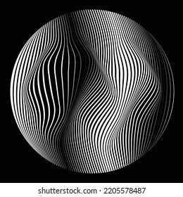 Lines in sphere Form . Vector  .Technology sphere Logo . 3d design element . Abstract Geometric shape .
