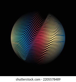 Lines in sphere Form . Vector  .Technology sphere Logo . 3d design element . Abstract Geometric shape .