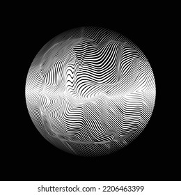 Lines in sphere Form . Vector  .Technology sphere Logo . 3d design element . Abstract Geometric shape .