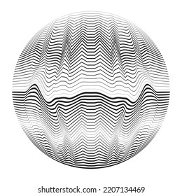 Lines in sphere Form . Vector  .Technology sphere Logo . 3d design element . Abstract Geometric shape .