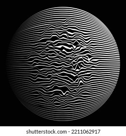 Lines in sphere Form . Vector  .Technology sphere Logo . 3d design element . Abstract Geometric shape .