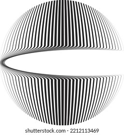 Lines in sphere Form . Vector  .Technology sphere Logo . 3d design element . Abstract Geometric shape .