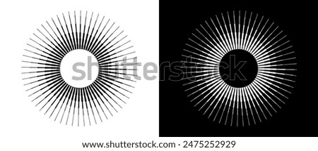 Lines in spiral abstract background. Dynamic transition illusion. Black shape on a white background and the same white shape on the black side.