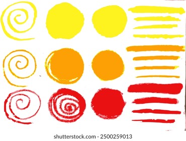 lines, spirals, circles. Vector graphics. red, orange, yellow