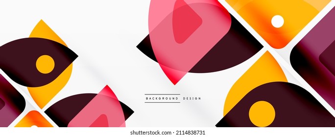 Líneas, cuadrados, círculos y triángulos. Fondo geométrico abstracto para fondo de pared, banner, fondo, presentación o página de inicio