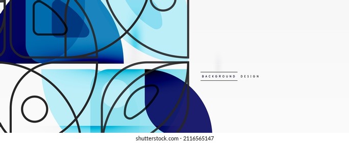 Lines, squares, circles and triangles. Geometric abstract background for wallpaper, banner, background, presentation or landing page