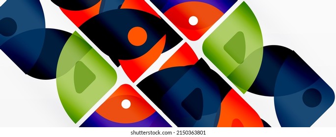 Lines, squares, circles and triangles. Geometric abstract background for wallpaper, banner, background, presentation or landing page