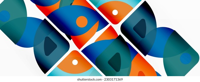 Lines, squares, circles and triangles. Geometric abstract background for wallpaper, banner, background, presentation or landing page