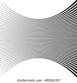 Lines with squeezed deformation effect. Abstract monochrome pattern of lines with squeezed, compressed deformation, distortion effect.