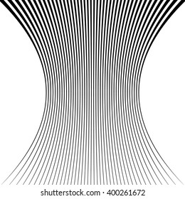 Lines with squeezed deformation effect. Abstract monochrome pattern of lines with squeezed, compressed deformation, distortion effect.