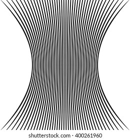 Lines with squeezed deformation effect. Abstract monochrome pattern of lines with squeezed, compressed deformation, distortion effect.