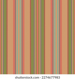 Lines stripe texture. Textile vertical vector. Background seamless pattern fabric in orange and green colors.