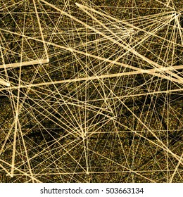 Lines and stripes. Black, yellow, gold.  Abstract seamless vector background