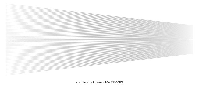 Lines, stripes in perspective. 3d strips vanishing, diminishing to horizon. Angle burst radial lines. Straight, parallel, horizontal streaks