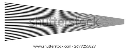 Lines, stripes in perspective. 3d strips vanishing, diminishing to horizon. Angle burst radial lines. Straight, parallel, horizontal streaks .Vector illustration .EPS 10 .