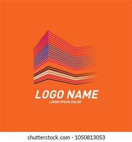 Lines and stripes simple buidling  logo design 