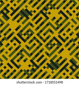 Lines, strokes, checks, squares, rhombuses, diamonds seamless pattern. Modern ornament. Geometric motif. Contemporary wallpaper. Geo background. Polygons backdrop. Abstract illustration. Vector art.