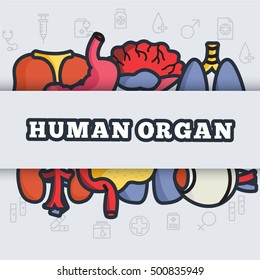 lines style human organs set icons concept background with ribbon. illustration design