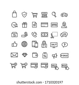 lines style web icons set  E-commerce shopping commercial icons set vector illustration Modern Clean  