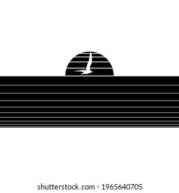 Lines Sunrise or Sunset Shaped for Logo or Graphic Design Element. Vector Illustration