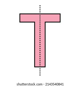 lines of symmetry in T letter shape